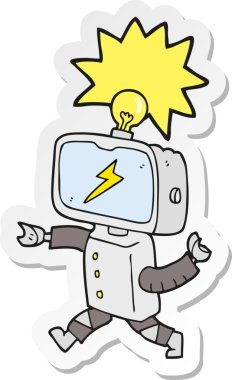 Bir insan tarafından çizilmiş küçük bir robotun çıkartması.