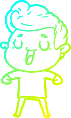 Bir insan tarafından çizilmiş mutlu bir çizgi film karakteri çizimi.