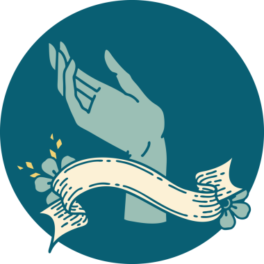 bir insan tarafından çizilmiş bir el pankartıyla dövme biçimi simgesi