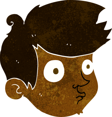 Bir insan tarafından çizilmiş çizgi film bakışlı çocuk.