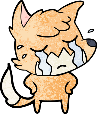 Bir insan tarafından çizilmiş ağlayan tilki çizgi filmi.