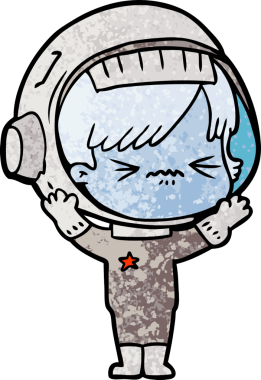 Bir insan tarafından çizilmiş kızgın uzay kızı.