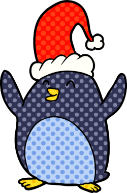 Bir insan tarafından çizilmiş mutlu noel pengueni
