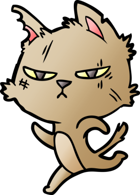 Bir insan tarafından çizilmiş sert çizgi film kedisi.