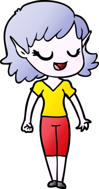 Bir insan tarafından çizilmiş mutlu elf kızı.