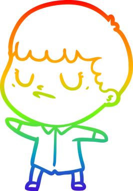 Gökkuşağı gradyan çizgi çizimi bir insan tarafından çizilmiş huysuz bir çocuk