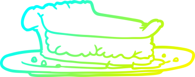 Bir insan tarafından çizilmiş bir karikatür et pastasının soğuk gradyan çizimi