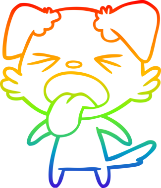 Gökkuşağı gradyan çizgi çizimi bir insan tarafından çizilmiş iğrenç bir köpek.