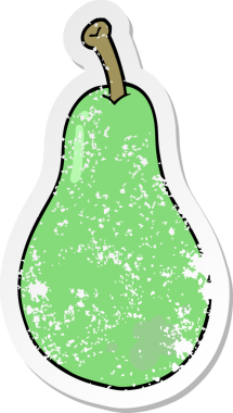 Bir insan tarafından çizilmiş karikatür armutunun sıkıntılı çıkartması.