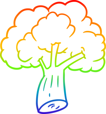 gökkuşağı gradyan çizgi çizimi bir insan tarafından çizilmiş bir brokoli