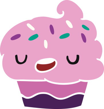 Bir insan tarafından çizilmiş şirin bir kekin çizgi film çizimi.