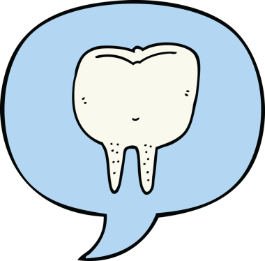 Bir insan tarafından çizilmiş konuşma balonlu çizgi film dişleri.