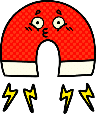 bir insan tarafından çizilmiş bir mıknatısın çizgi roman tarzı