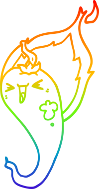 Gökkuşağı gradyan çizgi çizimi bir insan tarafından çizilmiş kızgın kırmızı biber