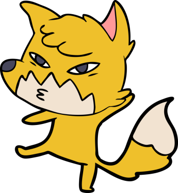 Bir insan tarafından çizilmiş akıllı çizgi film tilkisi.