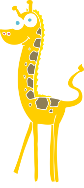 Bir insan tarafından çizilmiş düz renkli zürafa çizimi