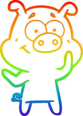 gökkuşağı gradyan çizimi mutlu çizgi domuz çizimi bir insan tarafından çizilmiş