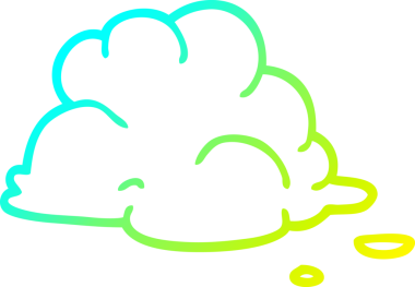 Bir insan tarafından çizilmiş kabarık beyaz bulutların soğuk gradyan çizgileri