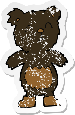 Bir insan tarafından çizilmiş bir oyuncak ayının gerilimli çıkartması.