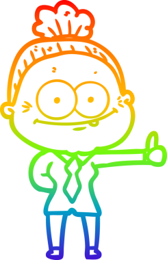 Gökkuşağı gradyan çizgi çizimi Bir insan tarafından çizilmiş mutlu yaşlı kadın