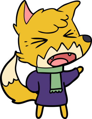 Bir insan tarafından çizilmiş kızgın çizgi film tilkisi.