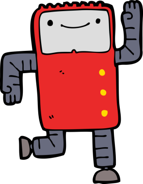 Bir insan tarafından çizilmiş çizgi film robotu