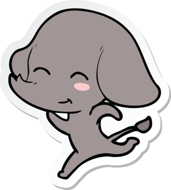 Bir insan tarafından çizilmiş şirin bir filin çıkartması.