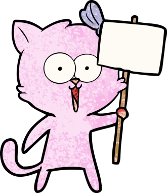 Bir insan tarafından çizilmiş çizgi film kedisi.