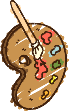 Bir insan tarafından çizilen sanatçı paleti tebeşiri