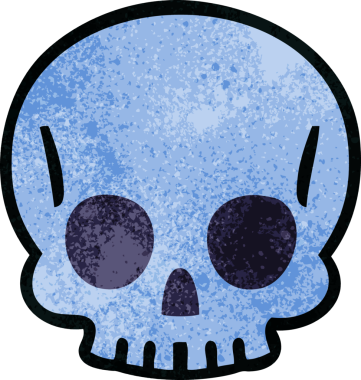 Bir insan tarafından çizilmiş tuhaf bir kafatası.