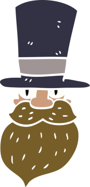 Bir insan tarafından çizilmiş silindir şapkalı karikatür adam.