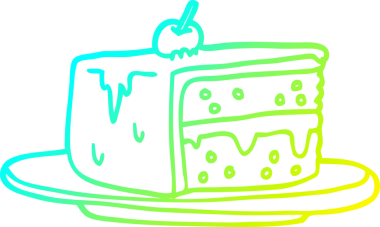 Bir insan tarafından çizilmiş bir pasta diliminin soğuk gradyan çizgisi.