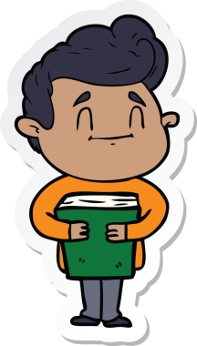 Bir insan tarafından çizilmiş mutlu bir çizgi film karakterinin çıkartması.