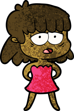 Bir insan tarafından çizilmiş yorgun bir kadın.