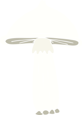 Bir insan tarafından çizilmiş mantarın düz renk çizimi