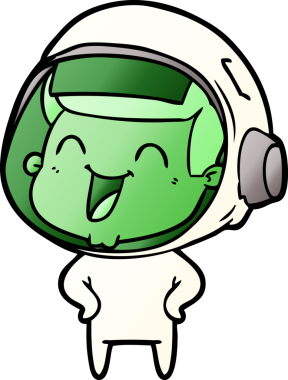 Bir insan tarafından çizilmiş mutlu astronot çizgi filmi.