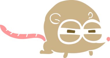 Bir insan tarafından çizilmiş şeytani farenin düz renk çizimi