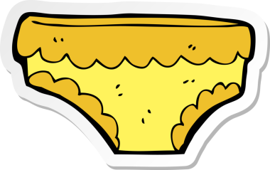 Bir insan tarafından çizilmiş karikatür iç çamaşırı çıkartması.