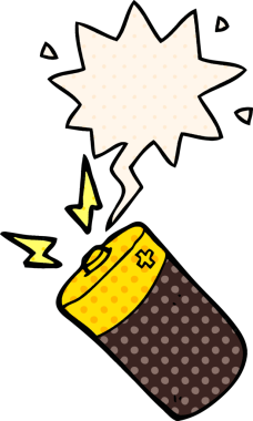 bir insan tarafından çizilmiş çizgi roman tarzında konuşma baloncuğu olan çizgi film bataryası