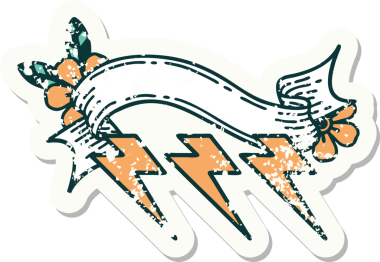 Bir insan tarafından çizilmiş yıldırımların bayrağını taşıyan eski bir etiket