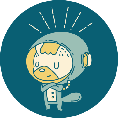 Bir insan tarafından çizilmiş astronot kostümlü dövme tarzı bir hayvanın simgesi.