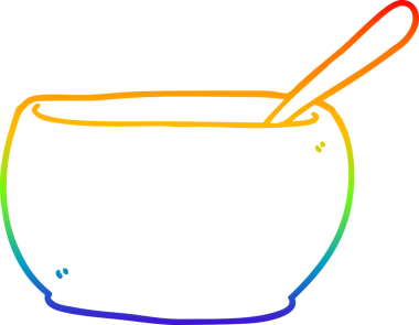 Bir insan tarafından çizilmiş bir çorba kasesinin çizimi.