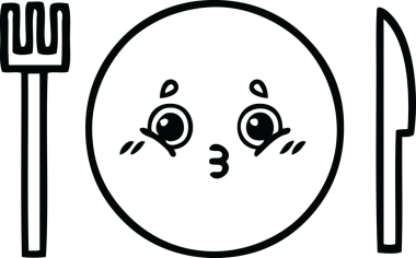 Bir insan tarafından çizilmiş bir yemek tabağının karikatürü.