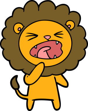 Bir insan tarafından çizilmiş kızgın aslan çizgi filmi.