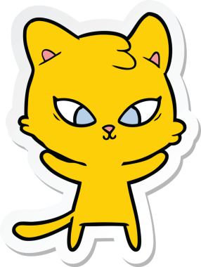 Bir insan tarafından çizilmiş şirin bir çizgi film kedisinin çıkartması.