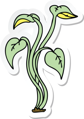 Bir insan tarafından çizilmiş tuhaf el çizimi bir bitkinin çıkartması.