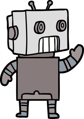 Bir insan tarafından çizilmiş çizgi film robotu