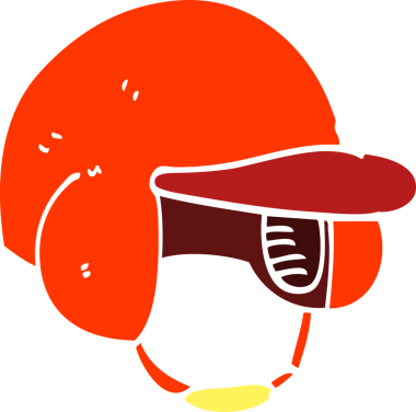 Bir insan tarafından çizilmiş düz renk çizim beysbol kaskı