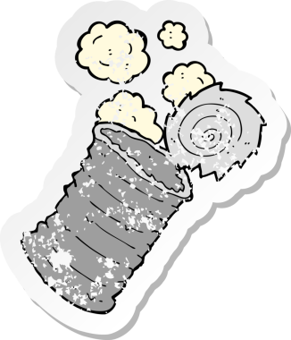 Bir insan tarafından çizilmiş eski bir teneke kutunun gerilimli yapıştırması.