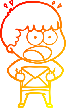 Bir insan tarafından çizilmiş bir zarfı tutan bir karikatür çizimi.